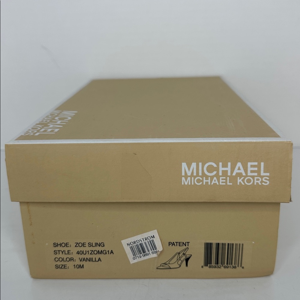 MICHAEL Michael Kors Women's Zoe Sling Peep Toe Heels Size 10M Vanilla Wood Heel - Picture 11 of 15